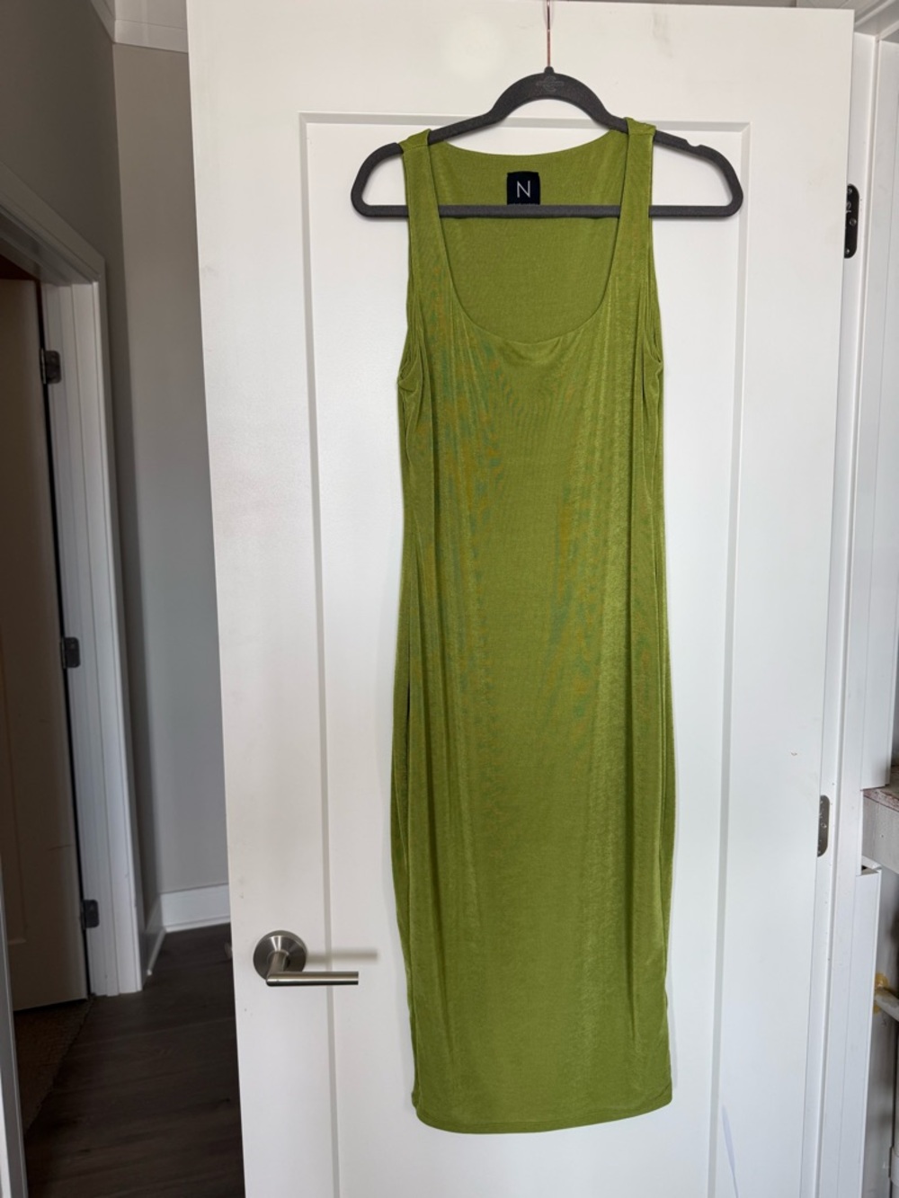 naked wardrobe Olive Green Scoop Neck Midi Dress